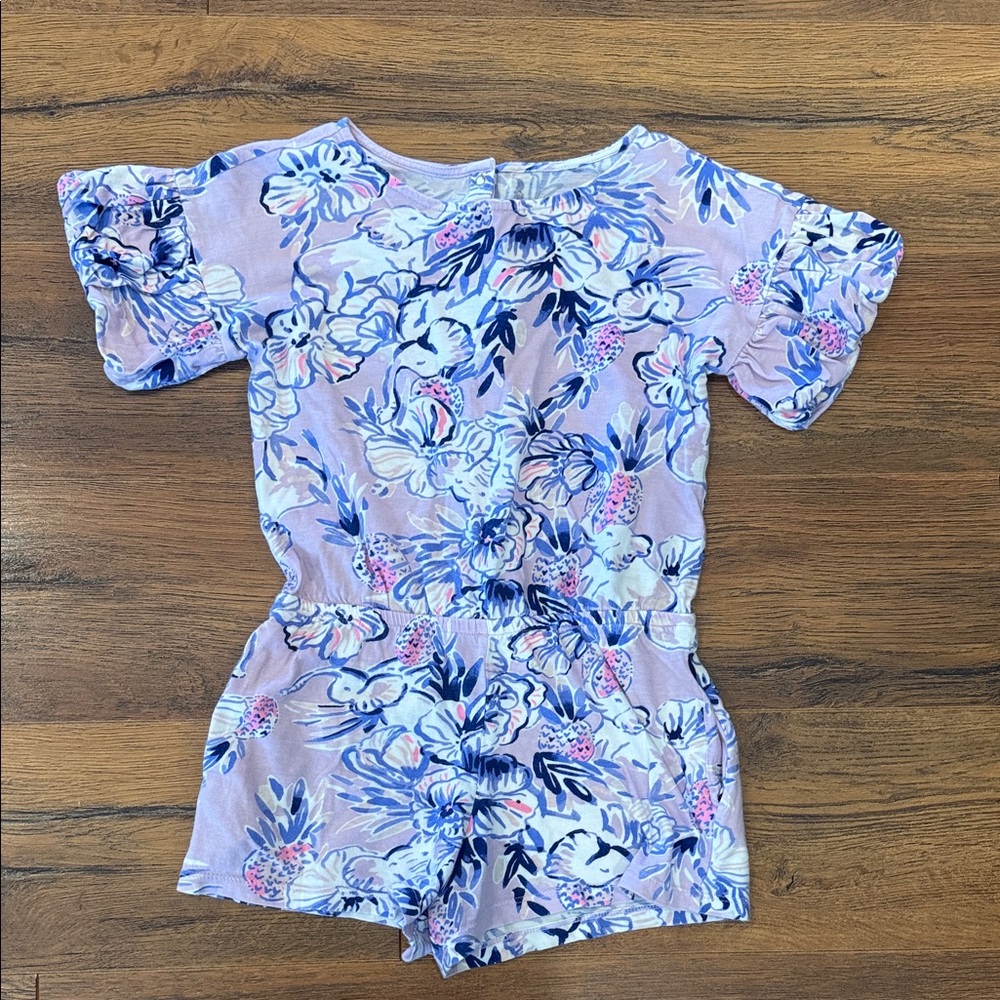 Lilly Pulitzer Lavender Floral Girls One-Piece Romper size M 6-7